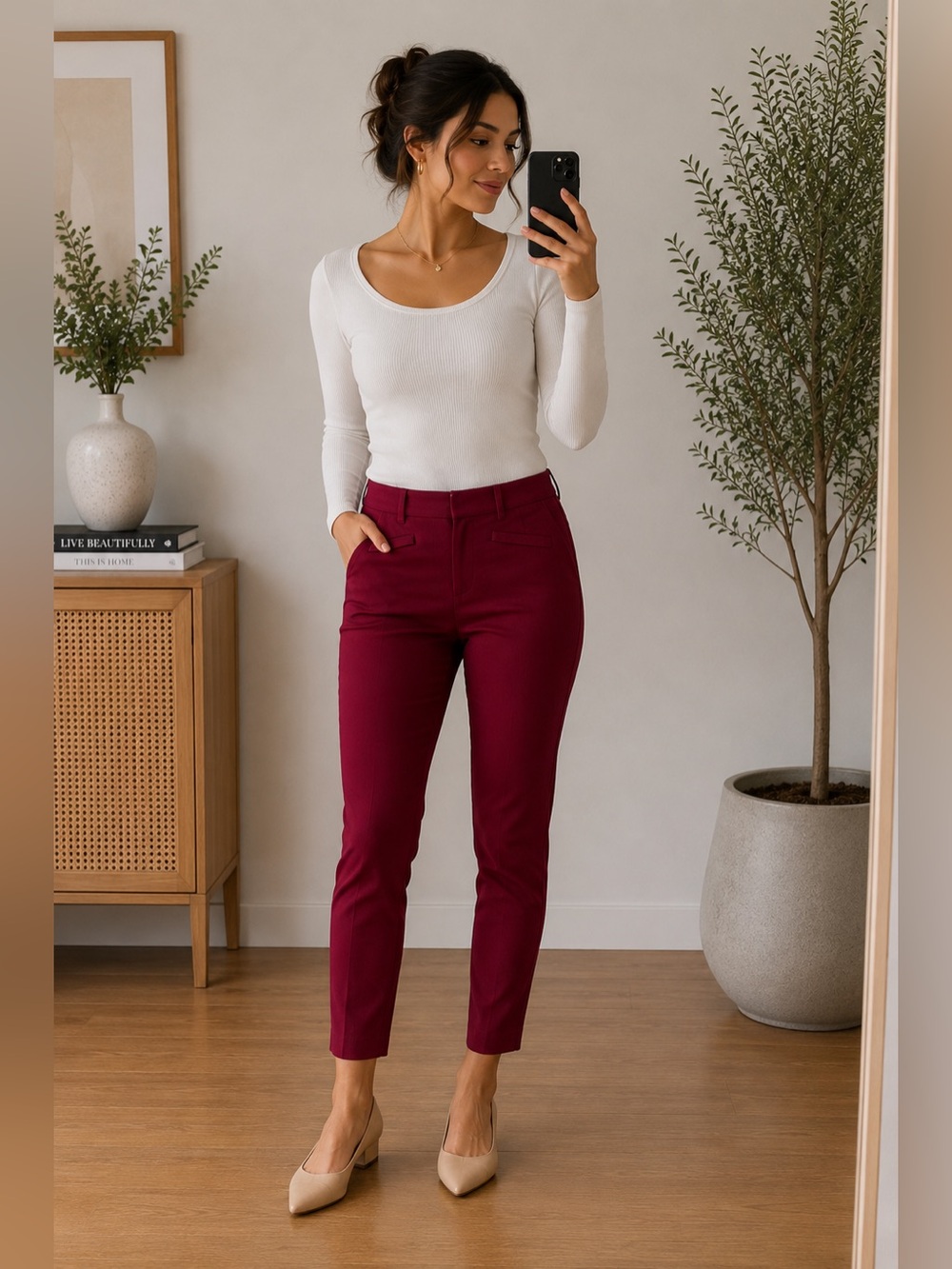 GAP Women's Ankle Pants in Deep Red